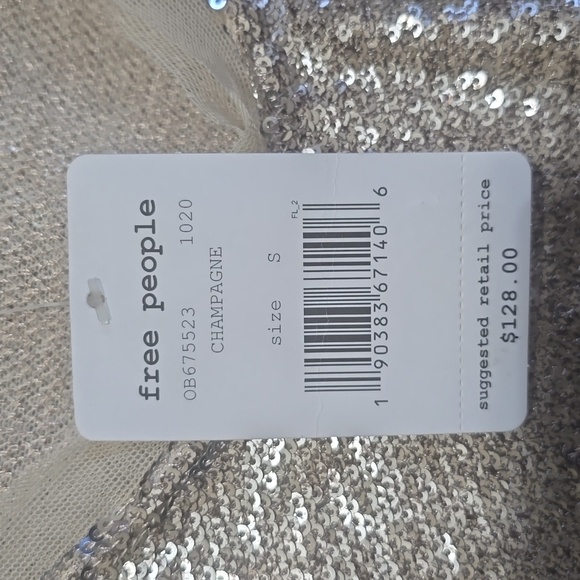 NWT Free People Champagne Sequins Top in Small - Picture 6 of 9